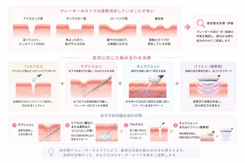 サブシジョン・TCAクロス・キュアジェット・リフトンの組み合わせ関係を示す図解